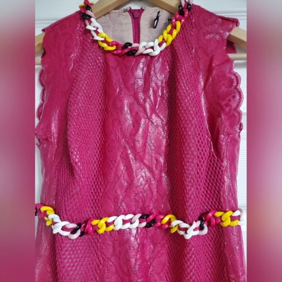 Gianni Versus Versace Pink Sleeveless Dress Size IT 38/ XS w Chain Detail - Picture 4 of 15